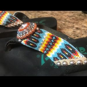 Safari Girl beaded flip flops